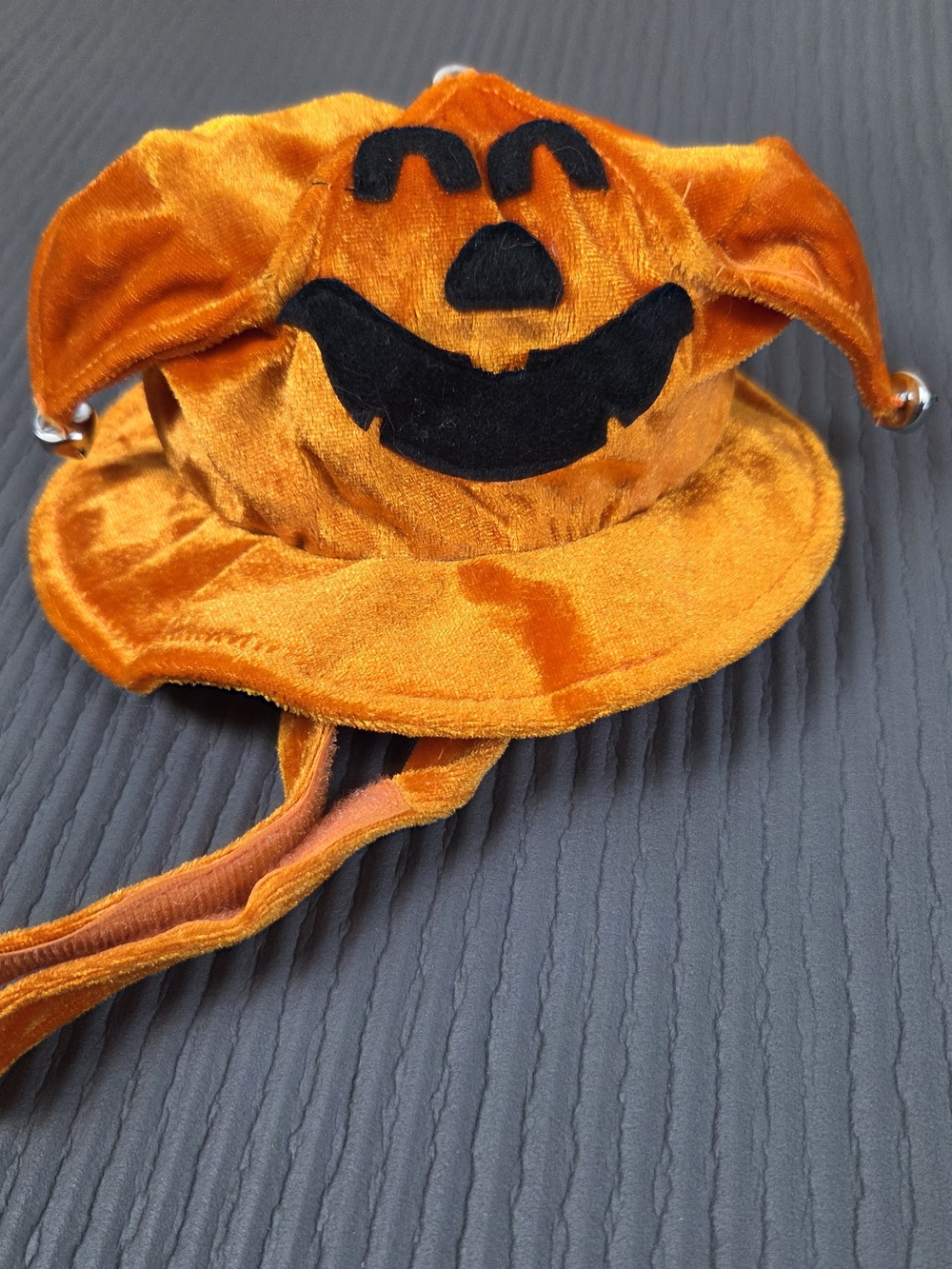 Orange Pumpkin Jester Hat Dog Costume With Bells